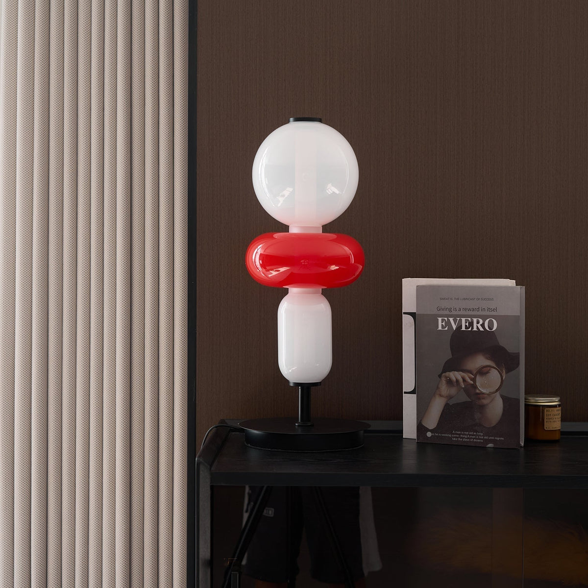 Lampe de table design en verre coloré, acrylique, LED à intensité variable avec télécommande, décorative et moderne pour une ambiance chaleureuse | Sansoti