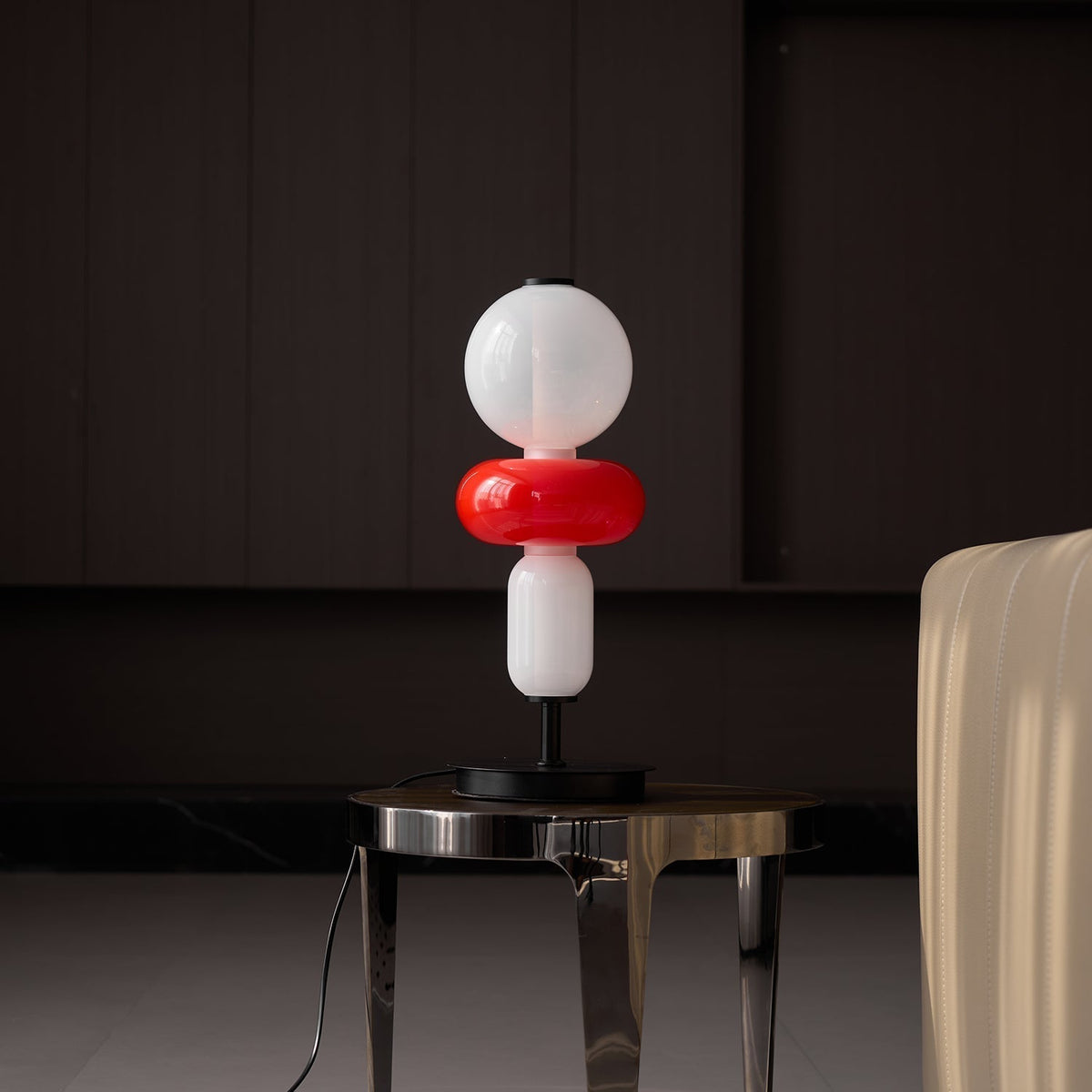 Lampe de table design en verre coloré, acrylique, LED à intensité variable avec télécommande, décorative et moderne pour une ambiance chaleureuse | Sansoti