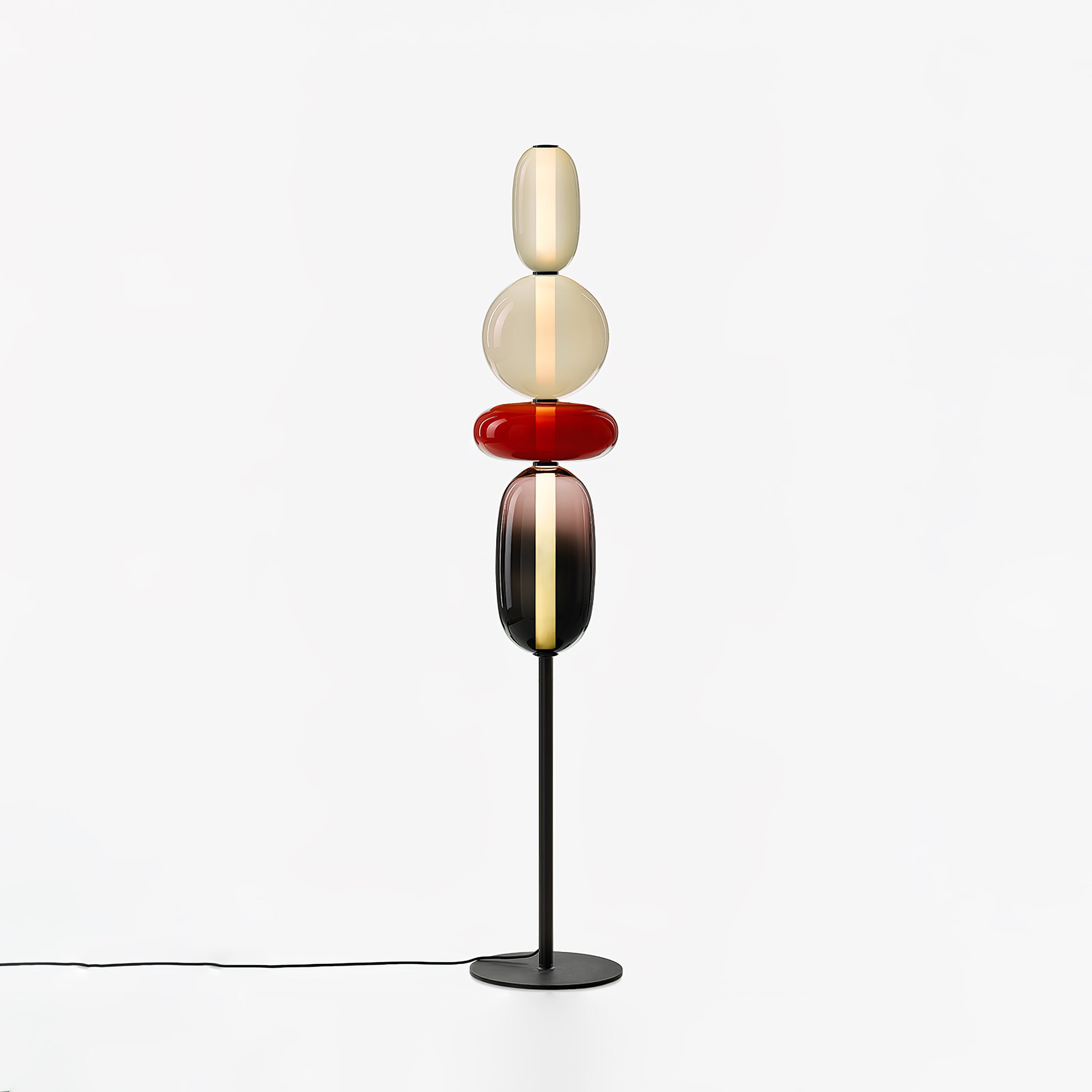 Handgeblazen Glazen Vloerlamp met Artistieke Glasclusters – Decoratief Stijlicoon met Geïntegreerde LED – Verkrijgbaar in Twee Hoogtes | Sansoti