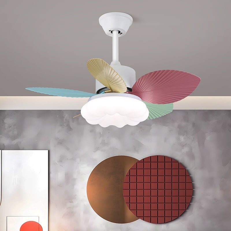 Plafondventilator met gekleurd glaslicht – Ø76cm dimbaar – 6 snelheden incl. afstandsbediening – stille motor – modern design voor woonkamer slaapkamer | Sansoti