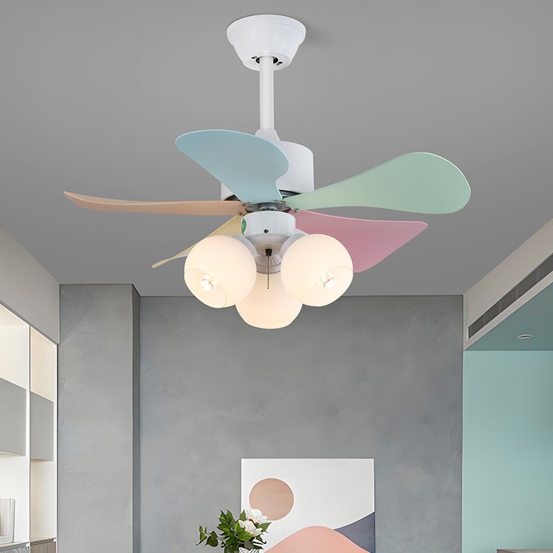 Plafondventilator met gekleurd glaslicht – Ø76cm dimbaar – 6 snelheden incl. afstandsbediening – stille motor – modern design voor woonkamer slaapkamer | Sansoti