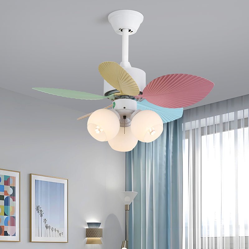 Plafondventilator met gekleurd glaslicht – Ø76cm dimbaar – 6 snelheden incl. afstandsbediening – stille motor – modern design voor woonkamer slaapkamer | Sansoti