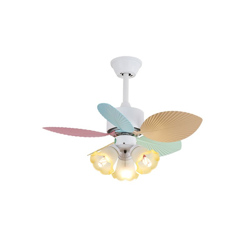 Plafondventilator met gekleurd glaslicht – Ø76cm dimbaar – 6 snelheden incl. afstandsbediening – stille motor – modern design voor woonkamer slaapkamer | Sansoti