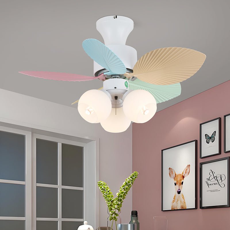 Plafondventilator met gekleurd glaslicht – Ø76cm dimbaar – 6 snelheden incl. afstandsbediening – stille motor – modern design voor woonkamer slaapkamer | Sansoti