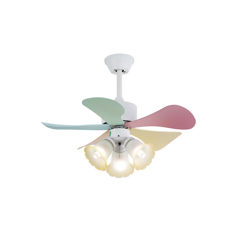 Plafondventilator met gekleurd glaslicht – Ø76cm dimbaar – 6 snelheden incl. afstandsbediening – stille motor – modern design voor woonkamer slaapkamer | Sansoti