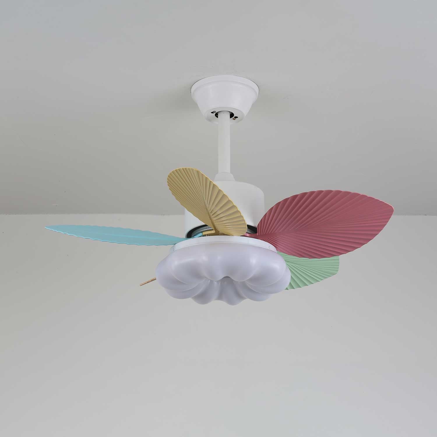 Plafondventilator met gekleurd glaslicht – Ø76cm dimbaar – 6 snelheden incl. afstandsbediening – stille motor – modern design voor woonkamer slaapkamer | Sansoti