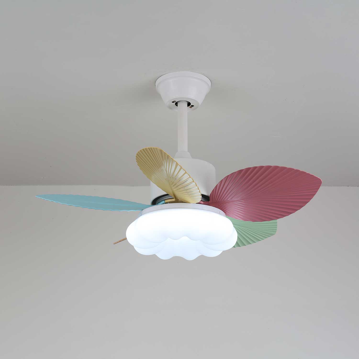 Plafondventilator met gekleurd glaslicht – Ø76cm dimbaar – 6 snelheden incl. afstandsbediening – stille motor – modern design voor woonkamer slaapkamer | Sansoti