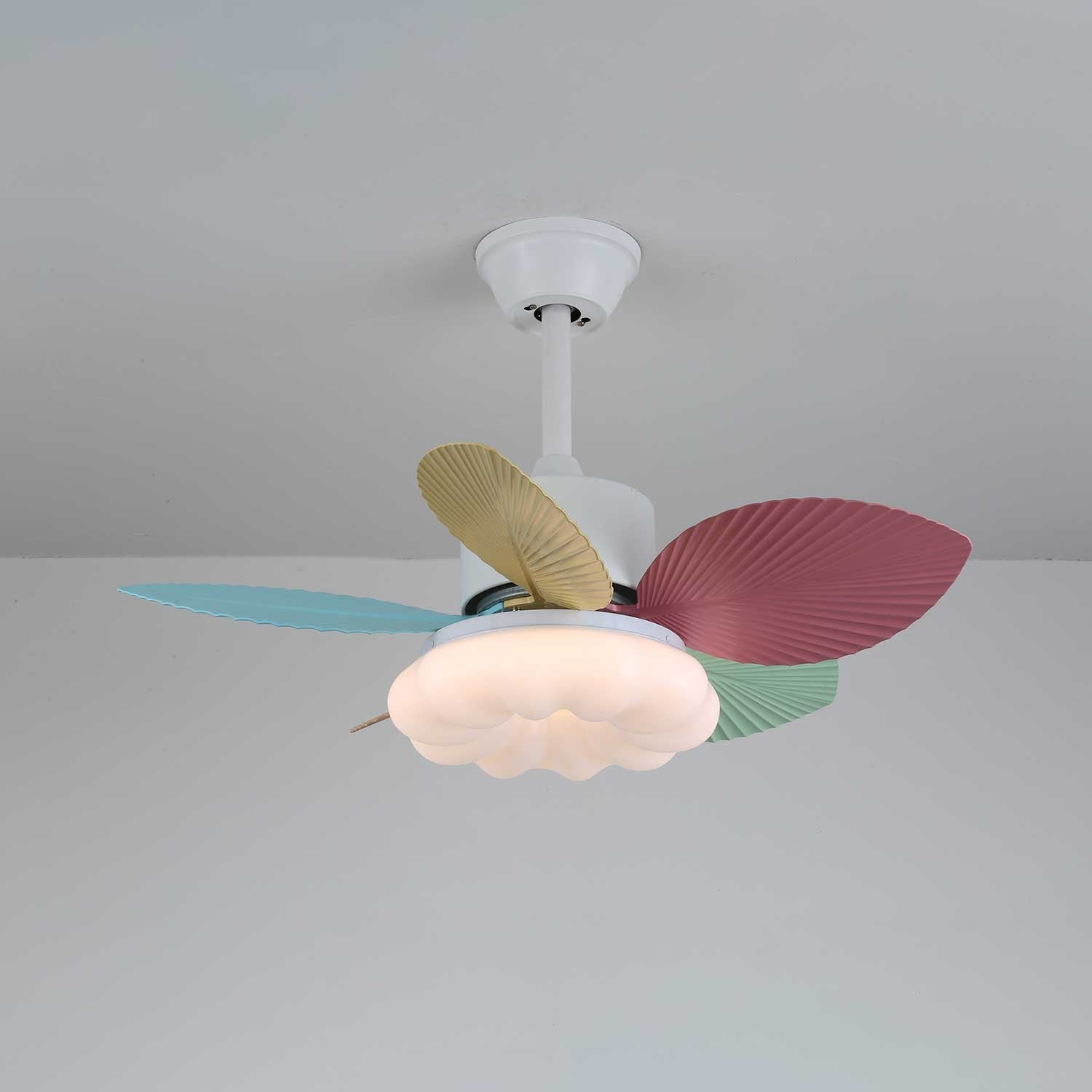 Plafondventilator met gekleurd glaslicht – Ø76cm dimbaar – 6 snelheden incl. afstandsbediening – stille motor – modern design voor woonkamer slaapkamer | Sansoti