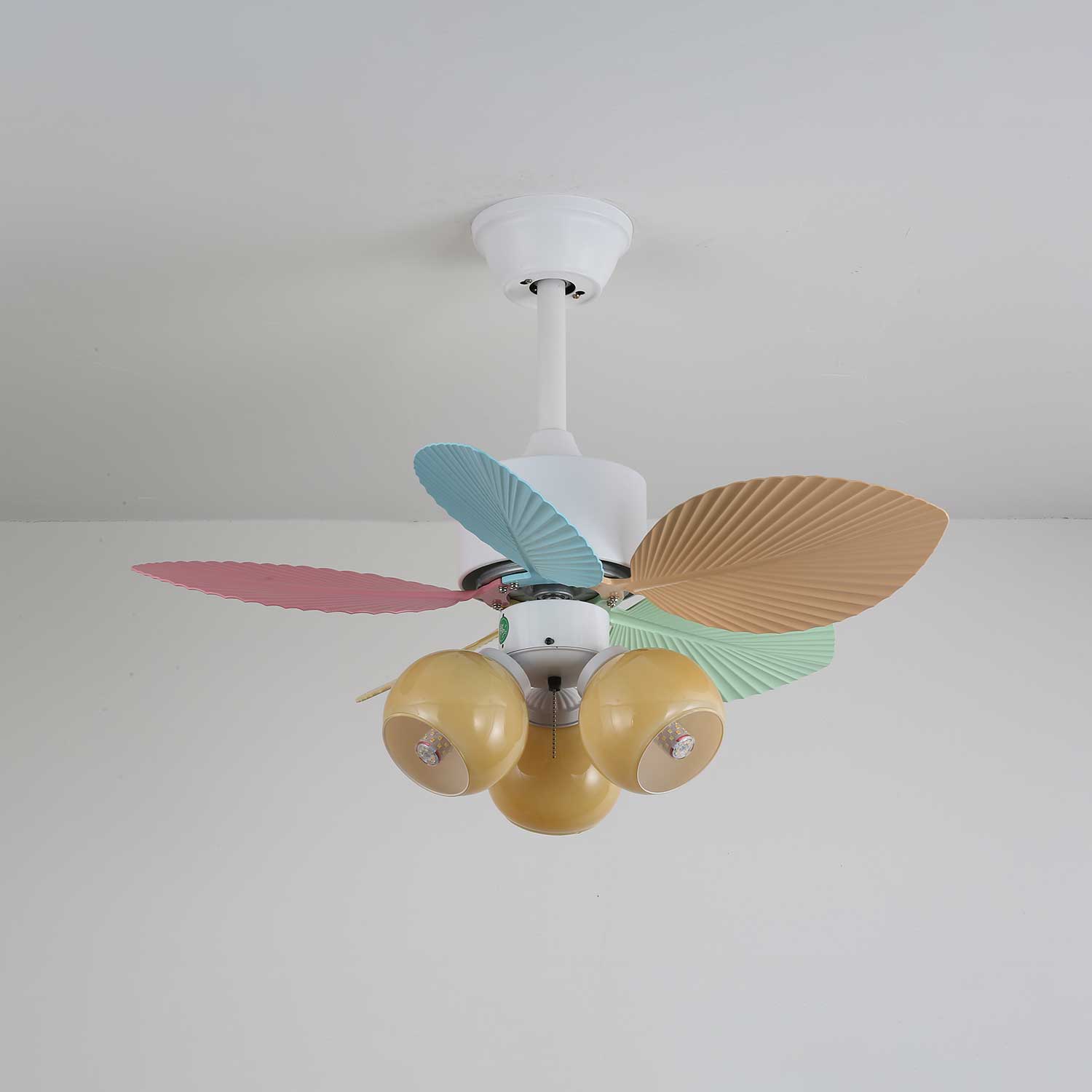 Plafondventilator met gekleurd glaslicht – Ø76cm dimbaar – 6 snelheden incl. afstandsbediening – stille motor – modern design voor woonkamer slaapkamer | Sansoti
