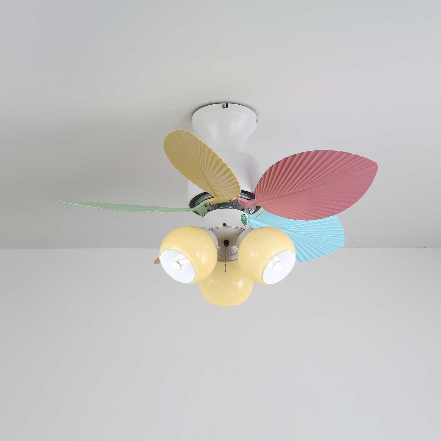 Plafondventilator met gekleurd glaslicht – Ø76cm dimbaar – 6 snelheden incl. afstandsbediening – stille motor – modern design voor woonkamer slaapkamer | Sansoti