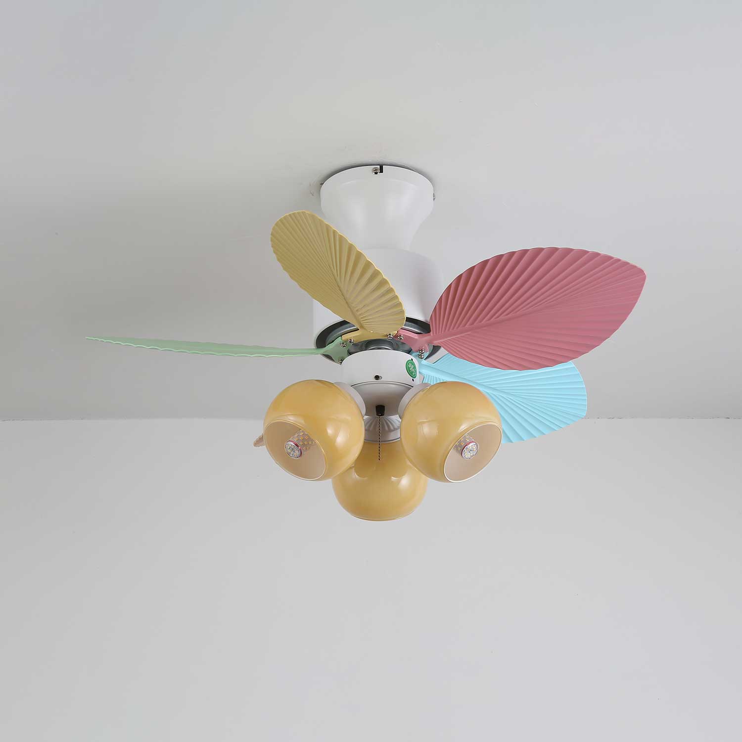 Plafondventilator met gekleurd glaslicht – Ø76cm dimbaar – 6 snelheden incl. afstandsbediening – stille motor – modern design voor woonkamer slaapkamer | Sansoti