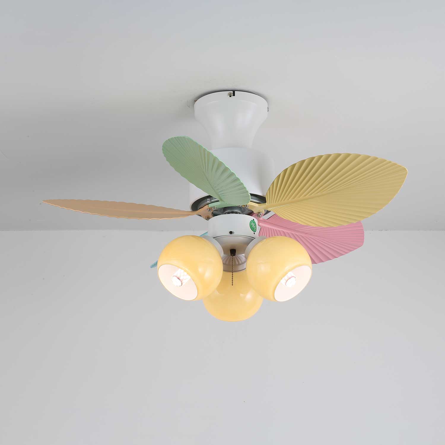 Plafondventilator met gekleurd glaslicht – Ø76cm dimbaar – 6 snelheden incl. afstandsbediening – stille motor – modern design voor woonkamer slaapkamer | Sansoti