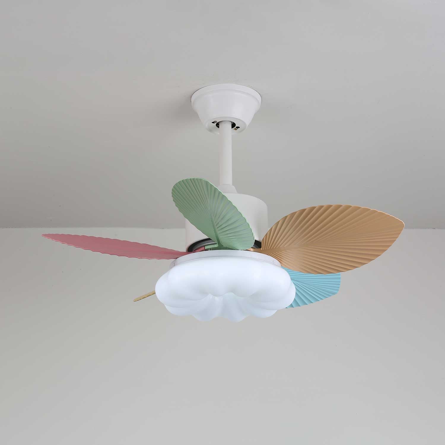 Plafondventilator met gekleurd glaslicht – Ø76cm dimbaar – 6 snelheden incl. afstandsbediening – stille motor – modern design voor woonkamer slaapkamer | Sansoti