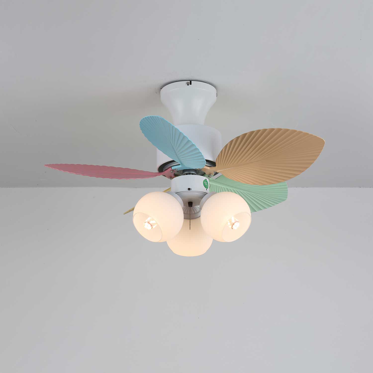 Plafondventilator met gekleurd glaslicht – Ø76cm dimbaar – 6 snelheden incl. afstandsbediening – stille motor – modern design voor woonkamer slaapkamer | Sansoti