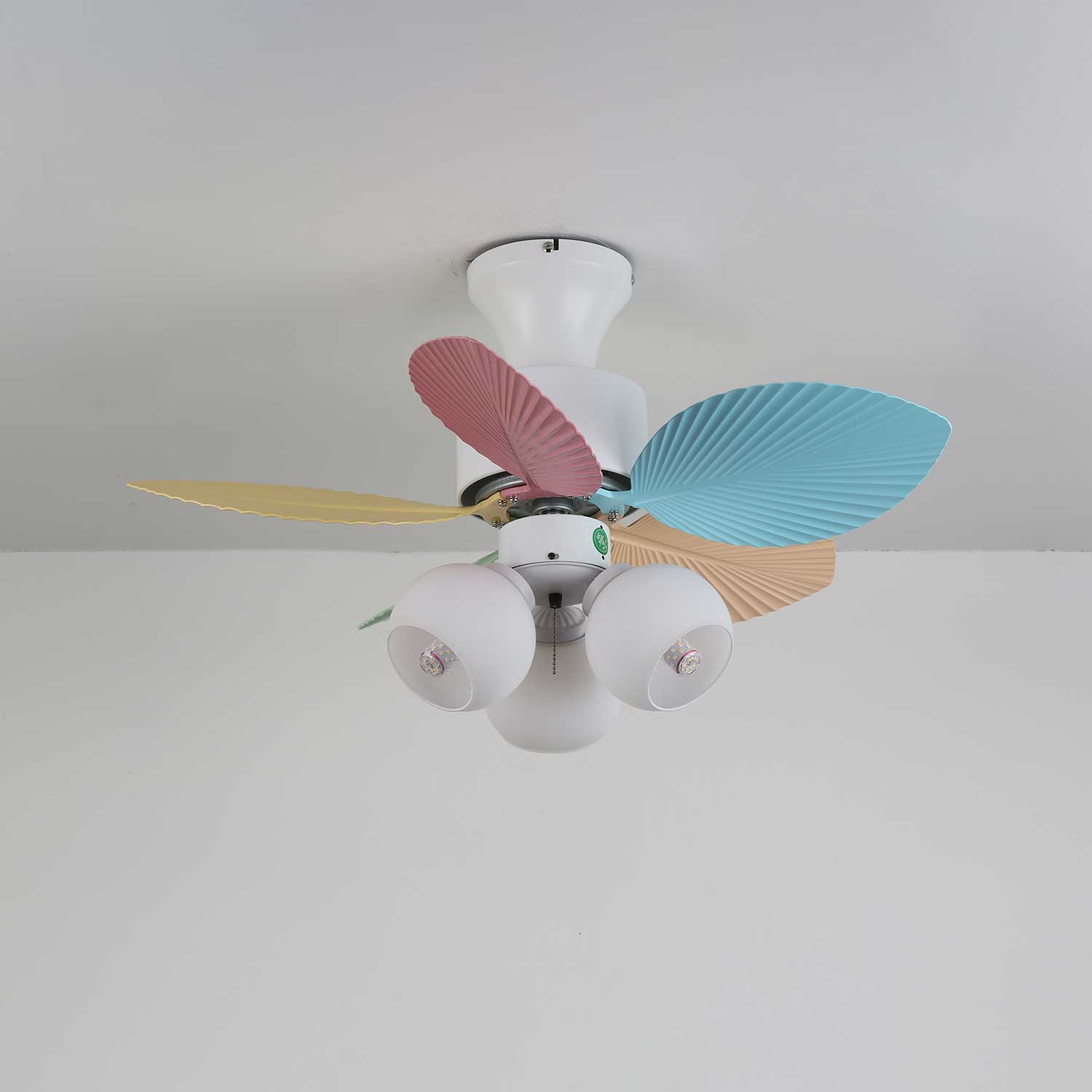 Plafondventilator met gekleurd glaslicht – Ø76cm dimbaar – 6 snelheden incl. afstandsbediening – stille motor – modern design voor woonkamer slaapkamer | Sansoti
