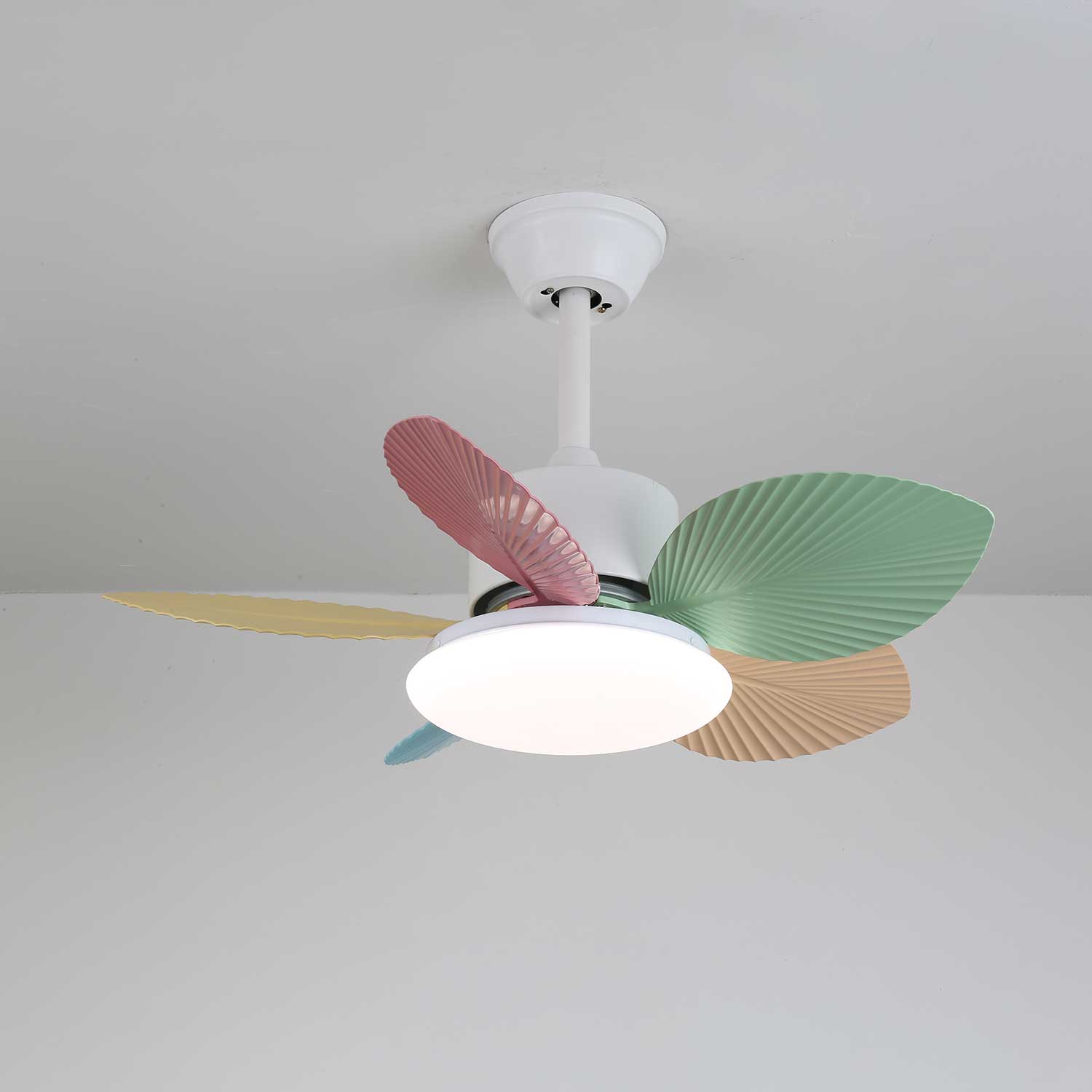 Plafondventilator met gekleurd glaslicht – Ø76cm dimbaar – 6 snelheden incl. afstandsbediening – stille motor – modern design voor woonkamer slaapkamer | Sansoti