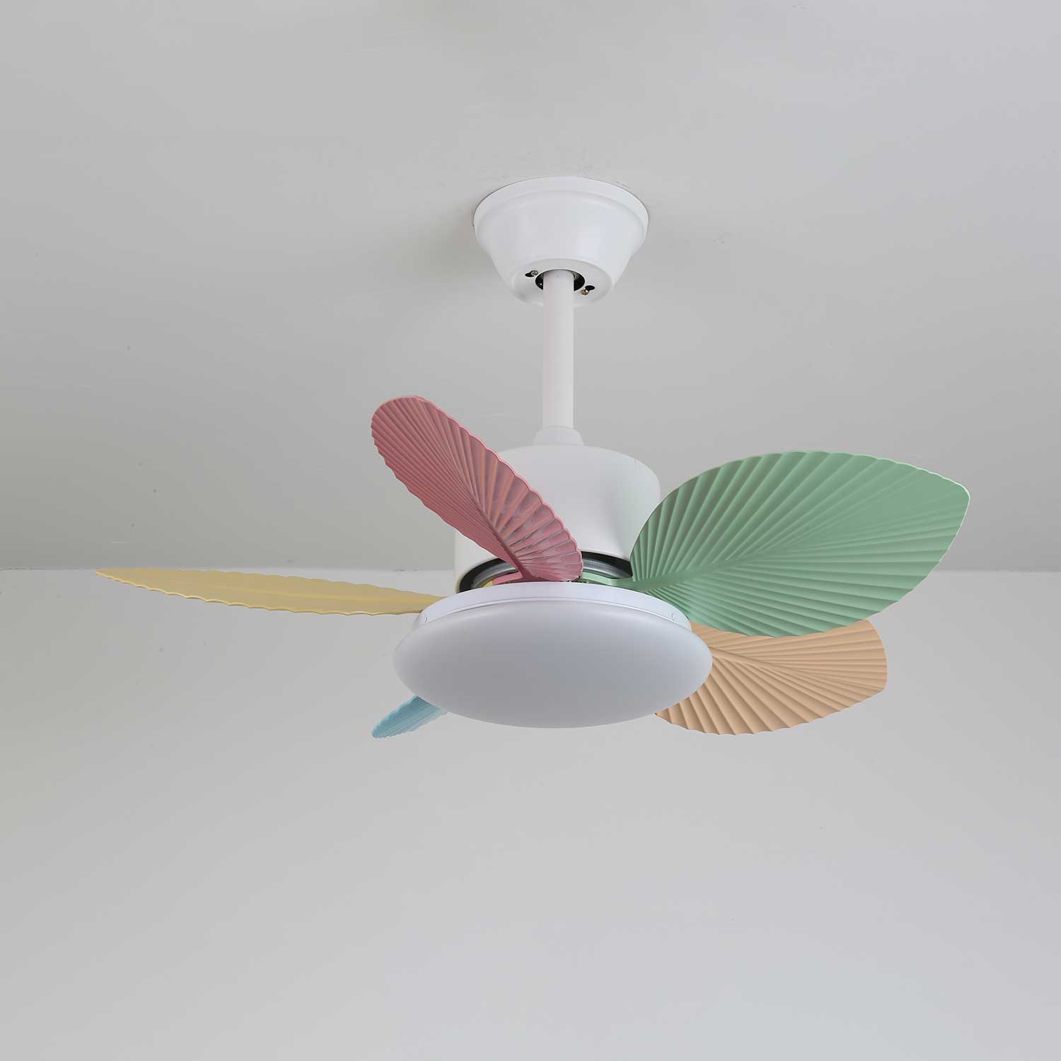 Plafondventilator met gekleurd glaslicht – Ø76cm dimbaar – 6 snelheden incl. afstandsbediening – stille motor – modern design voor woonkamer slaapkamer | Sansoti