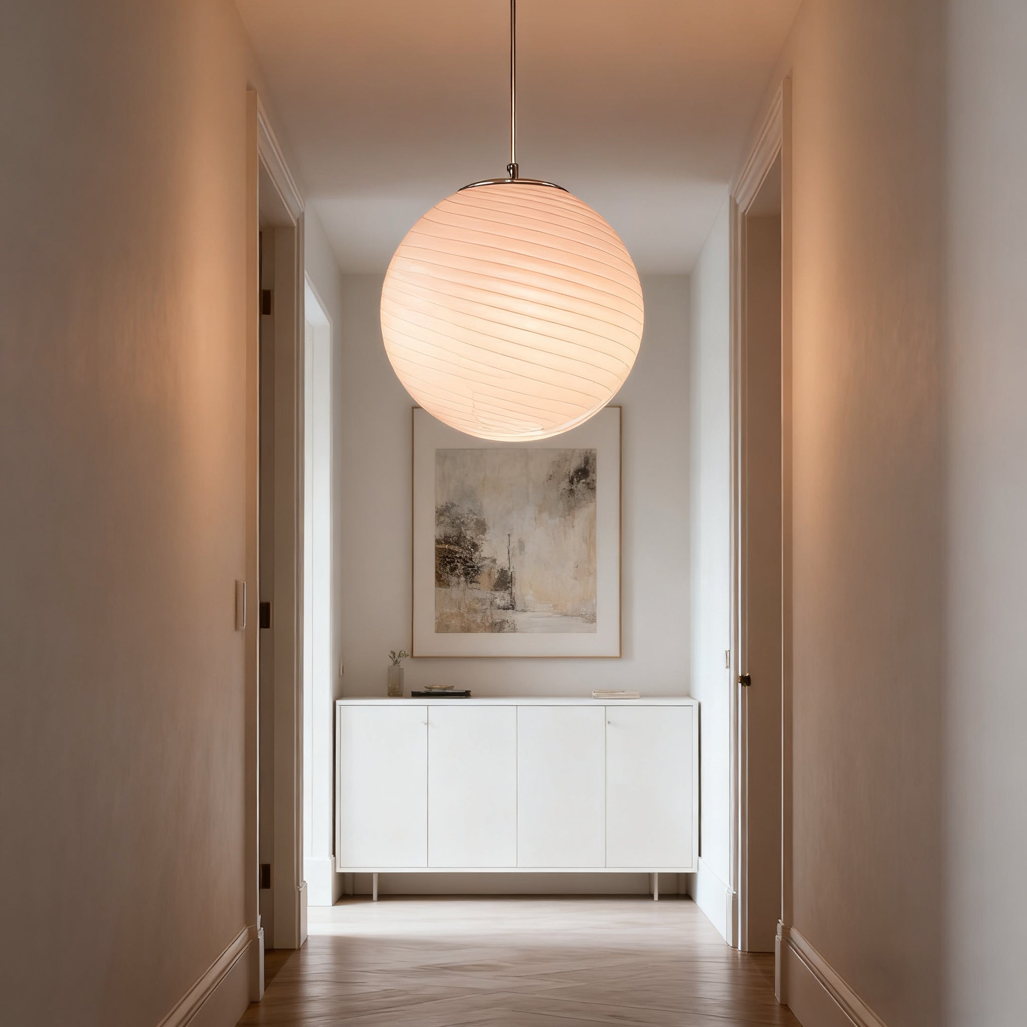 Glazen Hanglamp met Gedraaide Vorm – Handgeblazen Designverlichting voor Keukeneiland en Eetruimte | Sansoti
