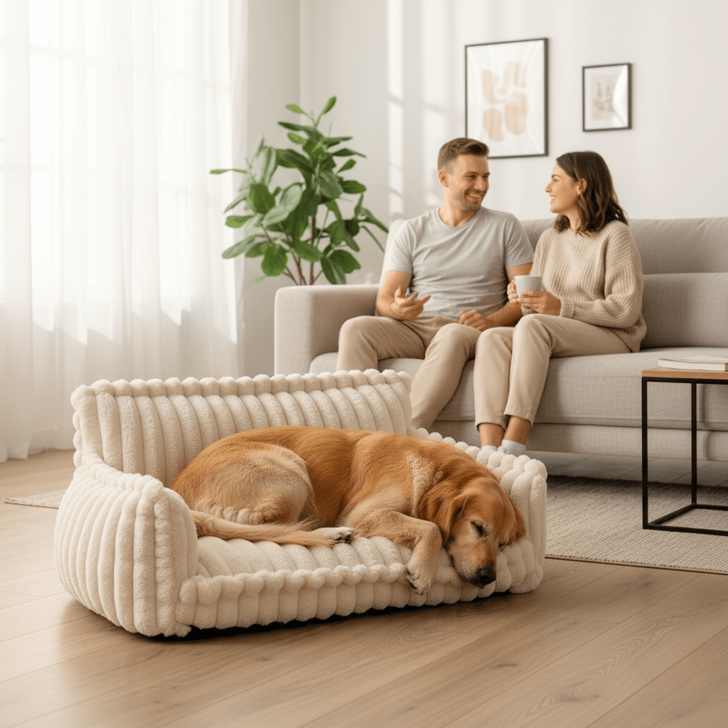 Hondenmand met Orthopedisch Memory Foam en Verhoogde Neksteun – Luxe Slaapcomfort voor Honden | Sansoti