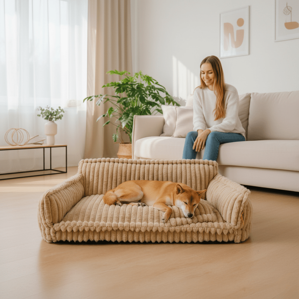 Hondenmand met Orthopedisch Memory Foam en Verhoogde Neksteun – Luxe Slaapcomfort voor Honden | Sansoti