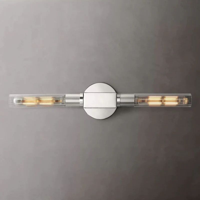 Wandleuchte aus Glas, lineares Design, Messing, schwarz, Nickel, dimmbar, stimmungsvoll, Wohnzimmer, Schlafzimmer, Flur, Eingangsbeleuchtung | Sansoti