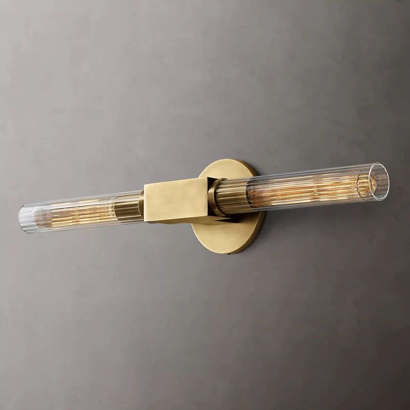 Wandleuchte aus Glas, lineares Design, Messing, schwarz, Nickel, dimmbar, stimmungsvoll, Wohnzimmer, Schlafzimmer, Flur, Eingangsbeleuchtung | Sansoti