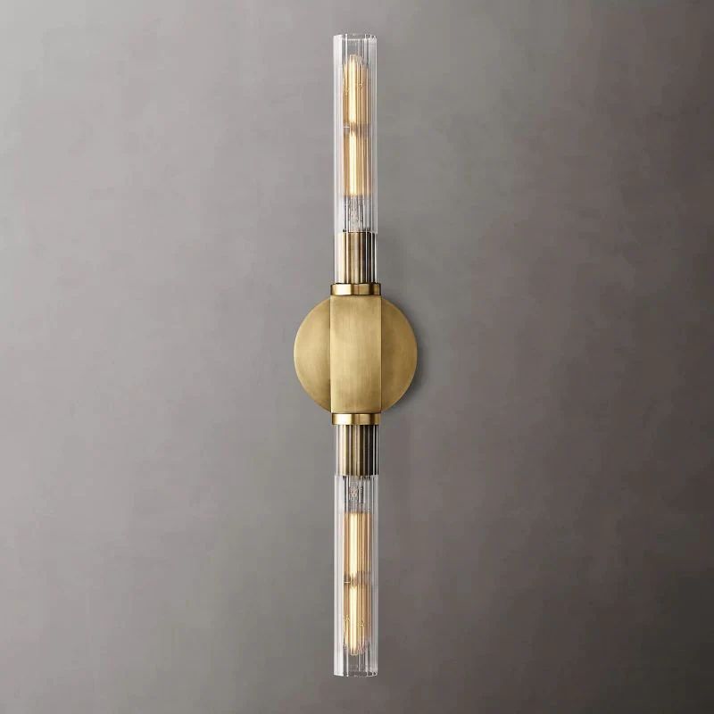 Wandleuchte aus Glas, lineares Design, Messing, schwarz, Nickel, dimmbar, stimmungsvoll, Wohnzimmer, Schlafzimmer, Flur, Eingangsbeleuchtung | Sansoti