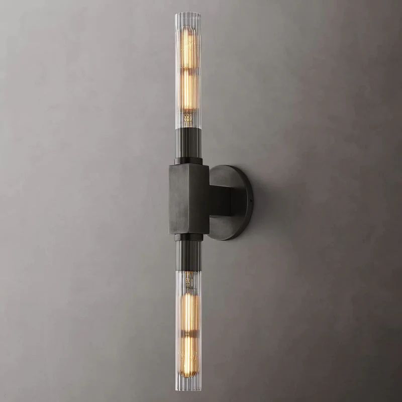 Wandleuchte aus Glas, lineares Design, Messing, schwarz, Nickel, dimmbar, stimmungsvoll, Wohnzimmer, Schlafzimmer, Flur, Eingangsbeleuchtung | Sansoti