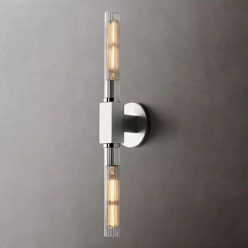 Wandleuchte aus Glas, lineares Design, Messing, schwarz, Nickel, dimmbar, stimmungsvoll, Wohnzimmer, Schlafzimmer, Flur, Eingangsbeleuchtung | Sansoti