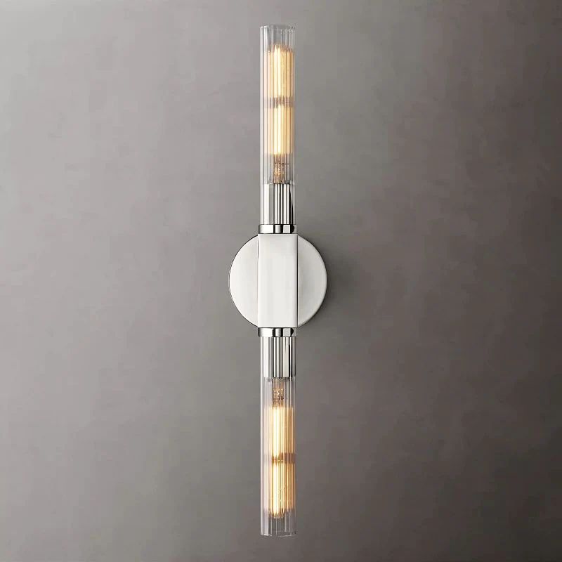 Wandleuchte aus Glas, lineares Design, Messing, schwarz, Nickel, dimmbar, stimmungsvoll, Wohnzimmer, Schlafzimmer, Flur, Eingangsbeleuchtung | Sansoti