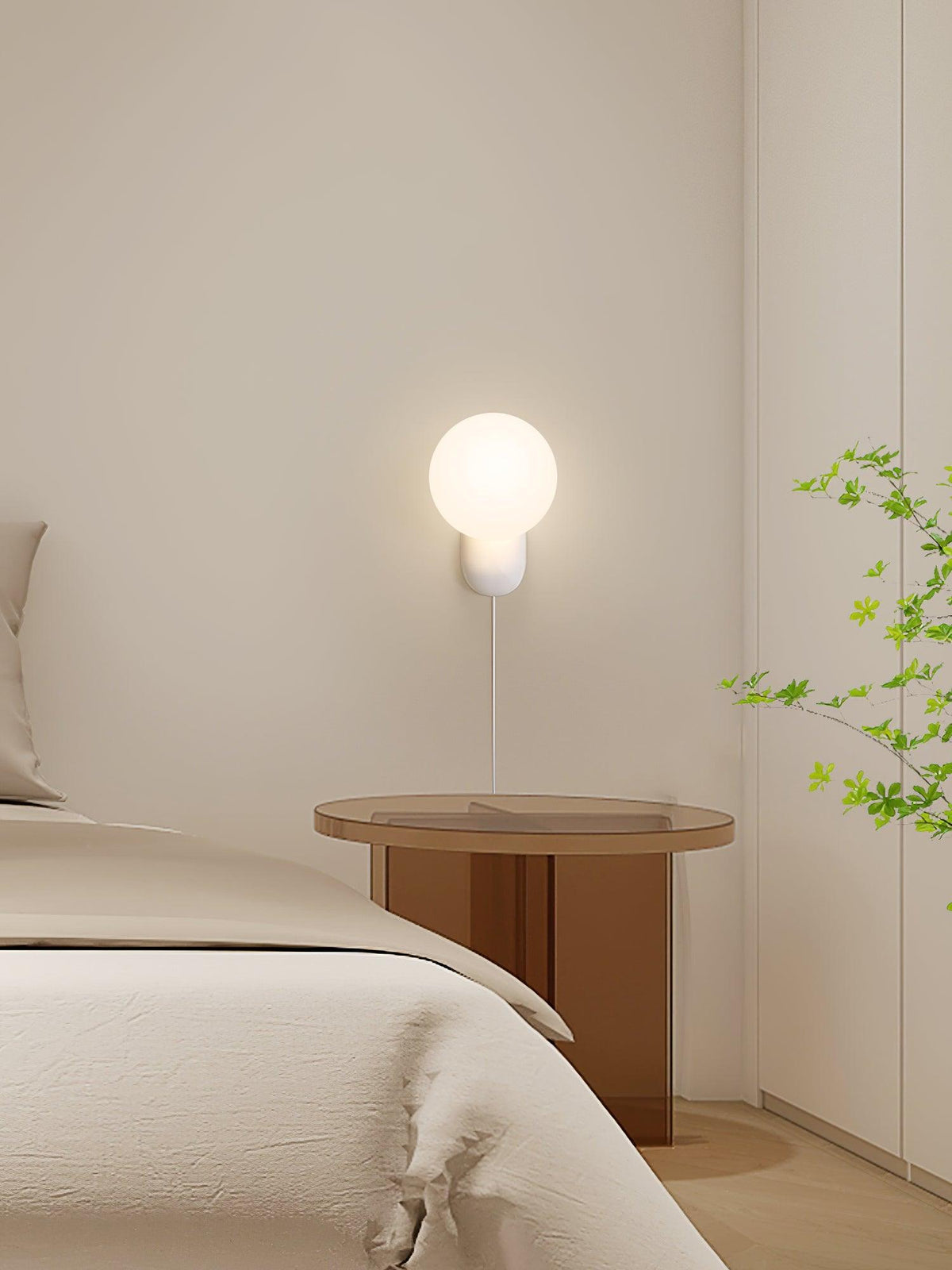 Applique murale à boule en verre et résine, éclairage minimaliste pour entrée, salle de bains, chambre et salon | Sansoti