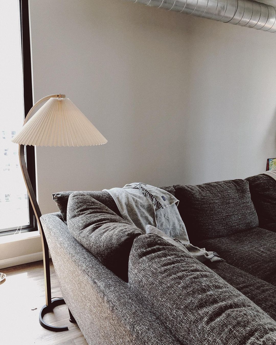 Lampadaire Arche Bois de Hêtre Abat-jour Lin Rétro Salon | Restfield
