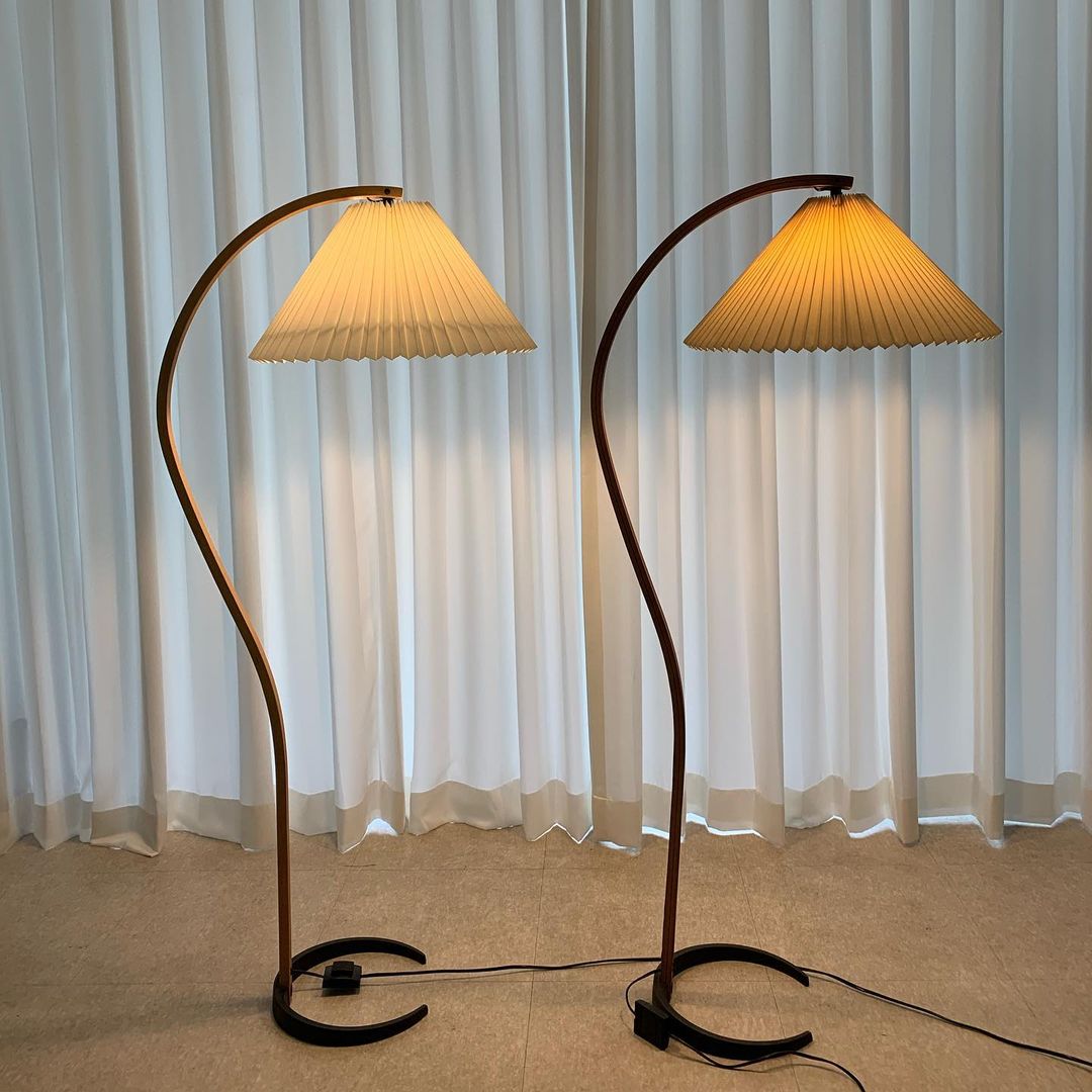 Lampadaire Arche Bois de Hêtre Abat-jour Lin Rétro Salon | Restfield