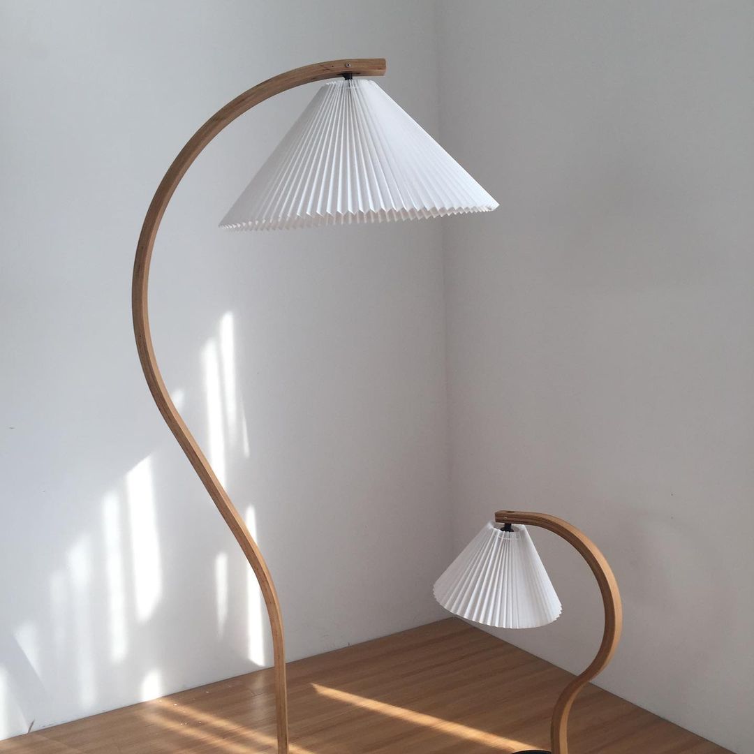 Lampadaire Arche Bois de Hêtre Abat-jour Lin Rétro Salon | Restfield