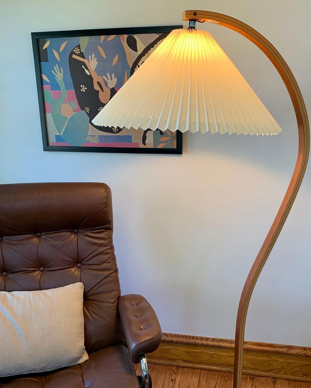 Lampadaire Arche Bois de Hêtre Abat-jour Lin Rétro Salon | Restfield