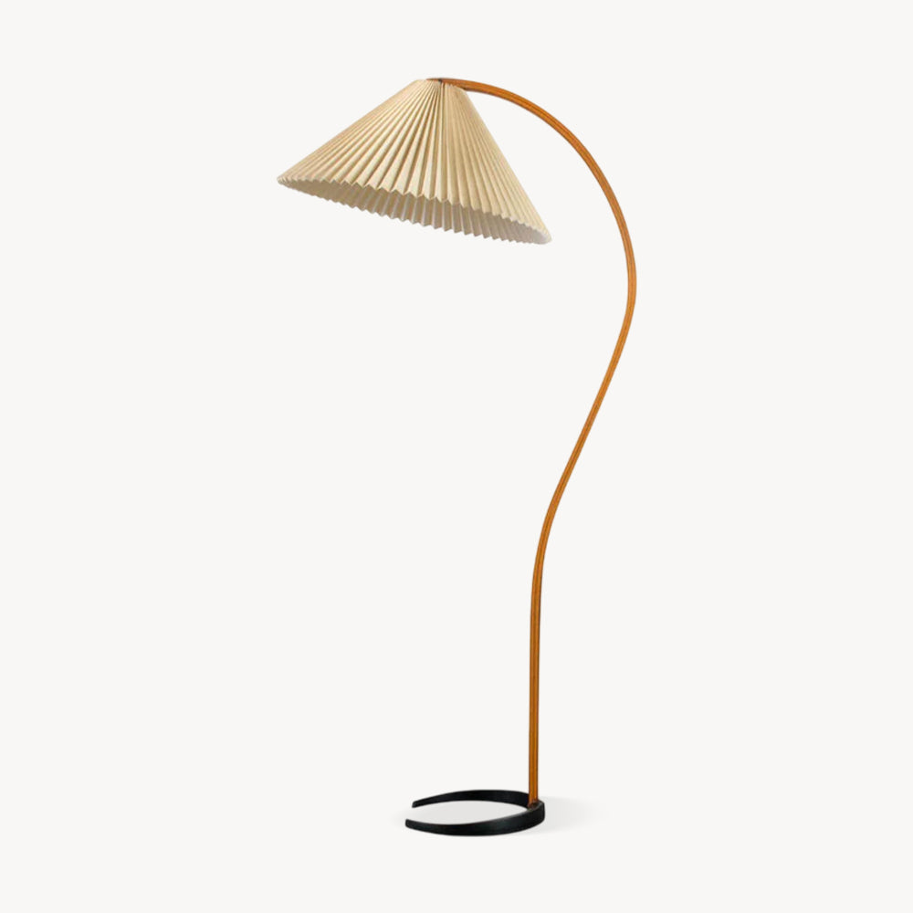 Lampadaire Arche Bois de Hêtre Abat-jour Lin Rétro Salon | Restfield