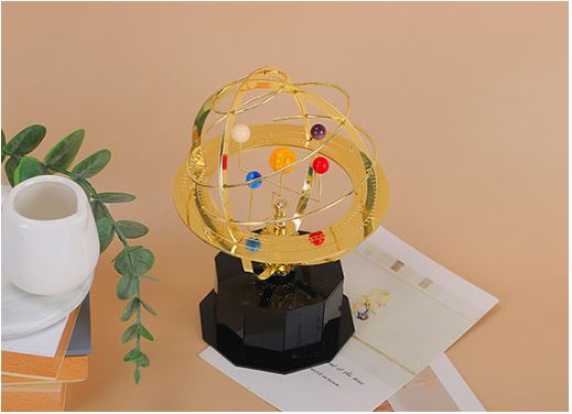 Grand Orrery Mechanisch Zonnestelselmodel — Handgemaakt Messing Replica met 5 Planeten en Maanbaan | Sansoti