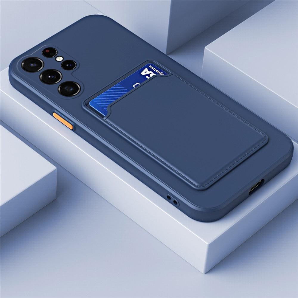 Phone Case with Card Slot, Silicone Protection, Shock-Absorbing Card Holder, Smartphone Card Wallet | Sansoti