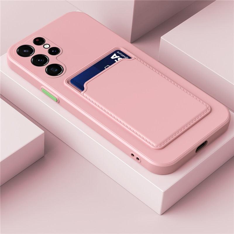 Phone Case with Card Slot, Silicone Protection, Shock-Absorbing Card Holder, Smartphone Card Wallet | Sansoti