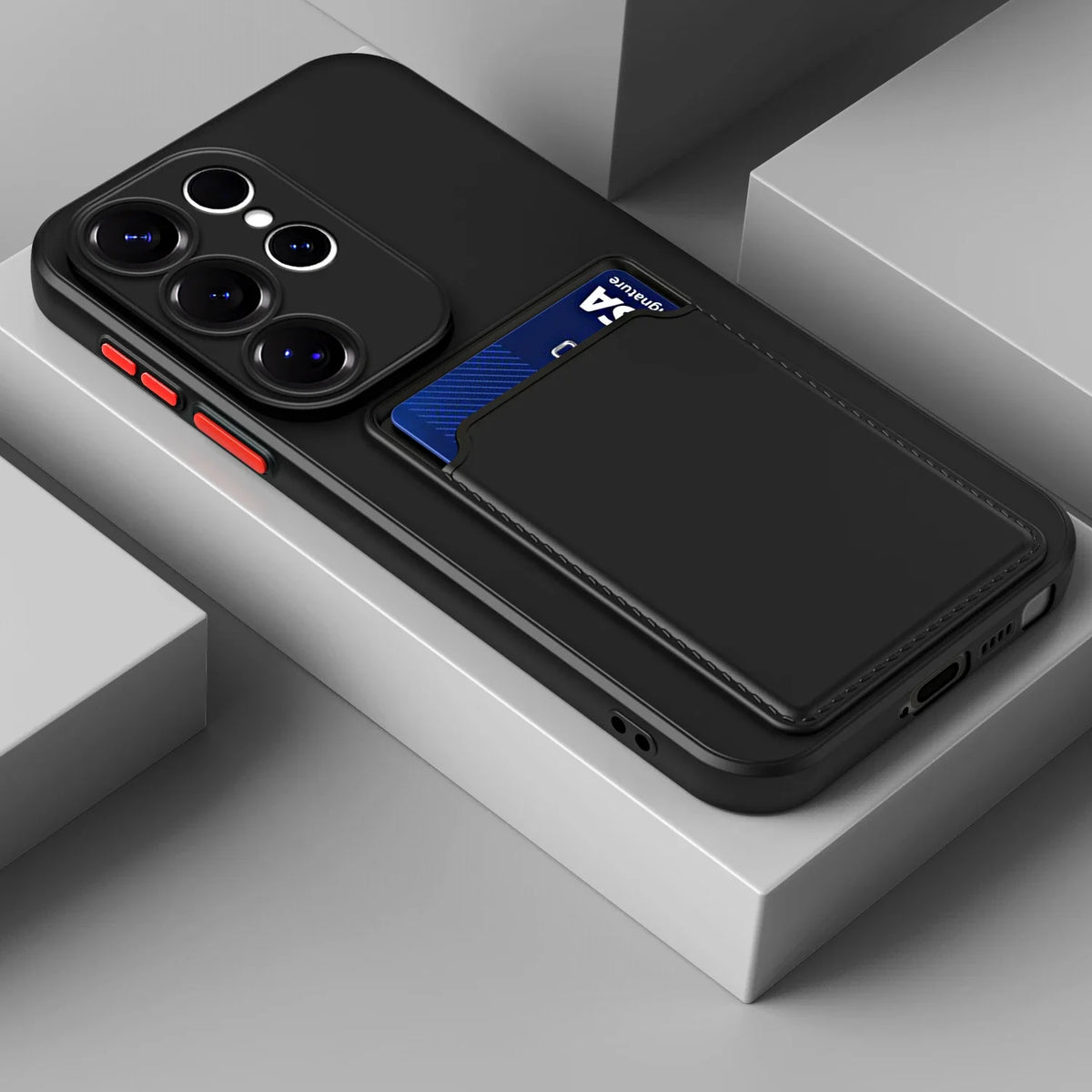 Phone Case with Card Slot, Silicone Protection, Shock-Absorbing Card Holder, Smartphone Card Wallet | Sansoti