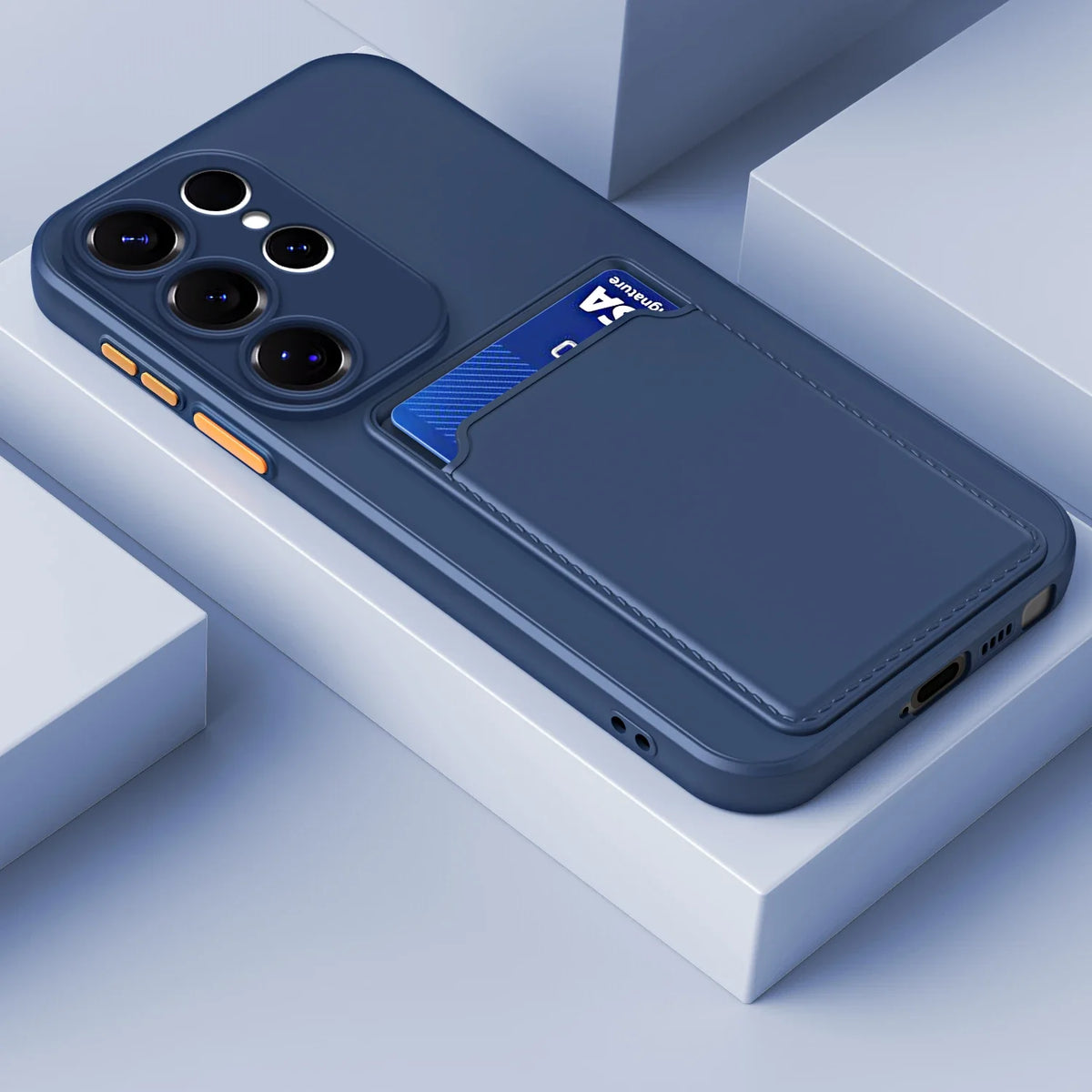 Phone Case with Card Slot, Silicone Protection, Shock-Absorbing Card Holder, Smartphone Card Wallet | Sansoti