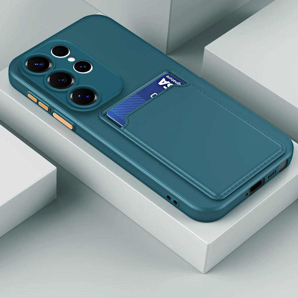 Phone Case with Card Slot, Silicone Protection, Shock-Absorbing Card Holder, Smartphone Card Wallet | Sansoti