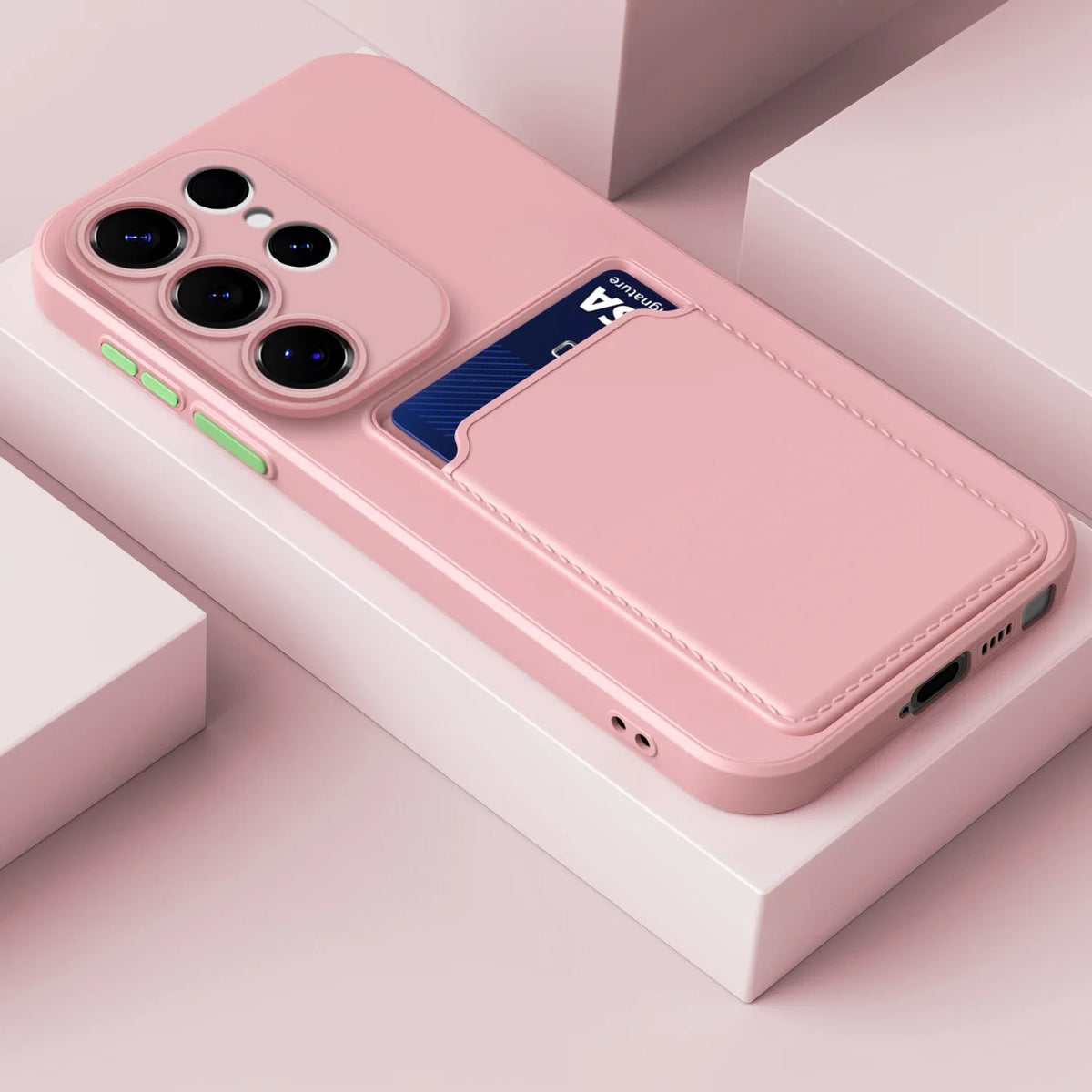 Phone Case with Card Slot, Silicone Protection, Shock-Absorbing Card Holder, Smartphone Card Wallet | Sansoti