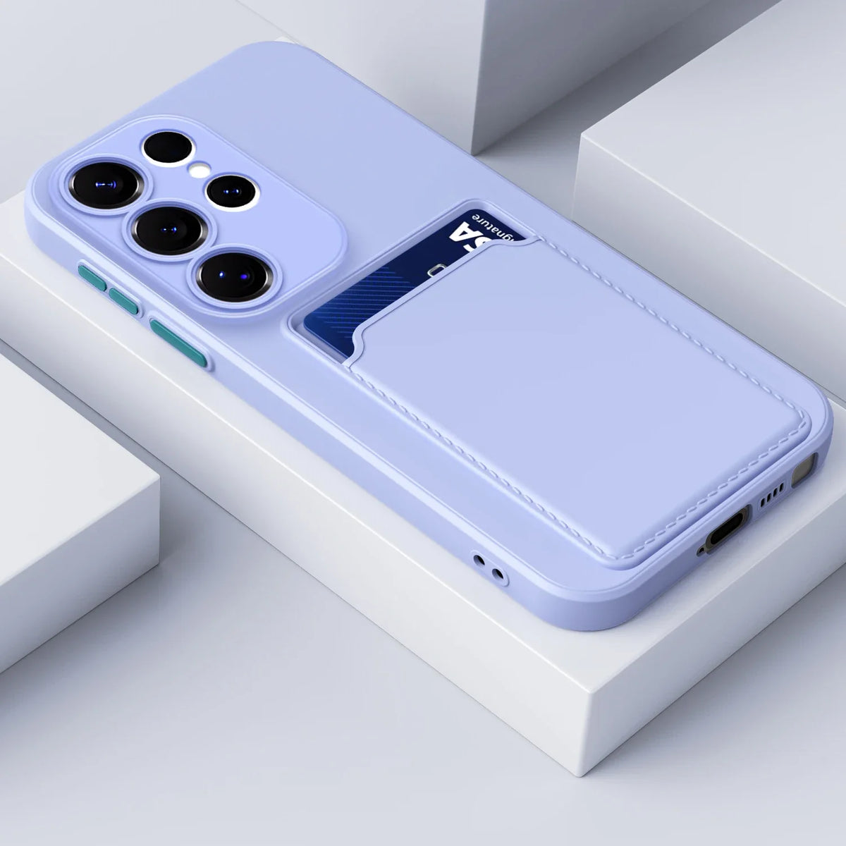 Phone Case with Card Slot, Silicone Protection, Shock-Absorbing Card Holder, Smartphone Card Wallet | Sansoti