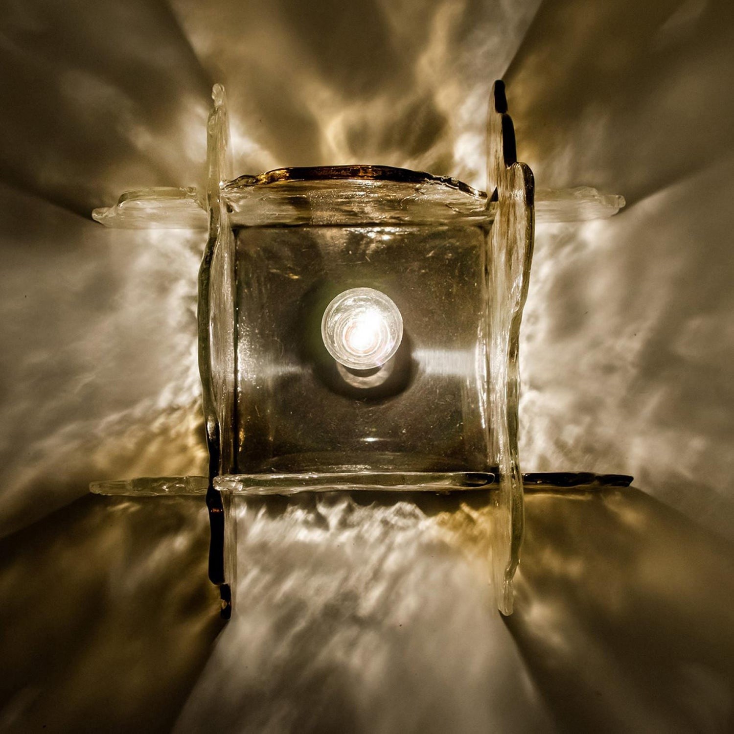 Plafondlamp Handgeblazen Glas Murano Stijl Smoke Gray Amber Clear | Sansoti