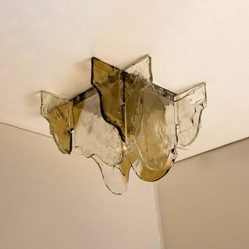 Plafondlamp Handgeblazen Glas Murano Stijl Smoke Gray Amber Clear | Sansoti