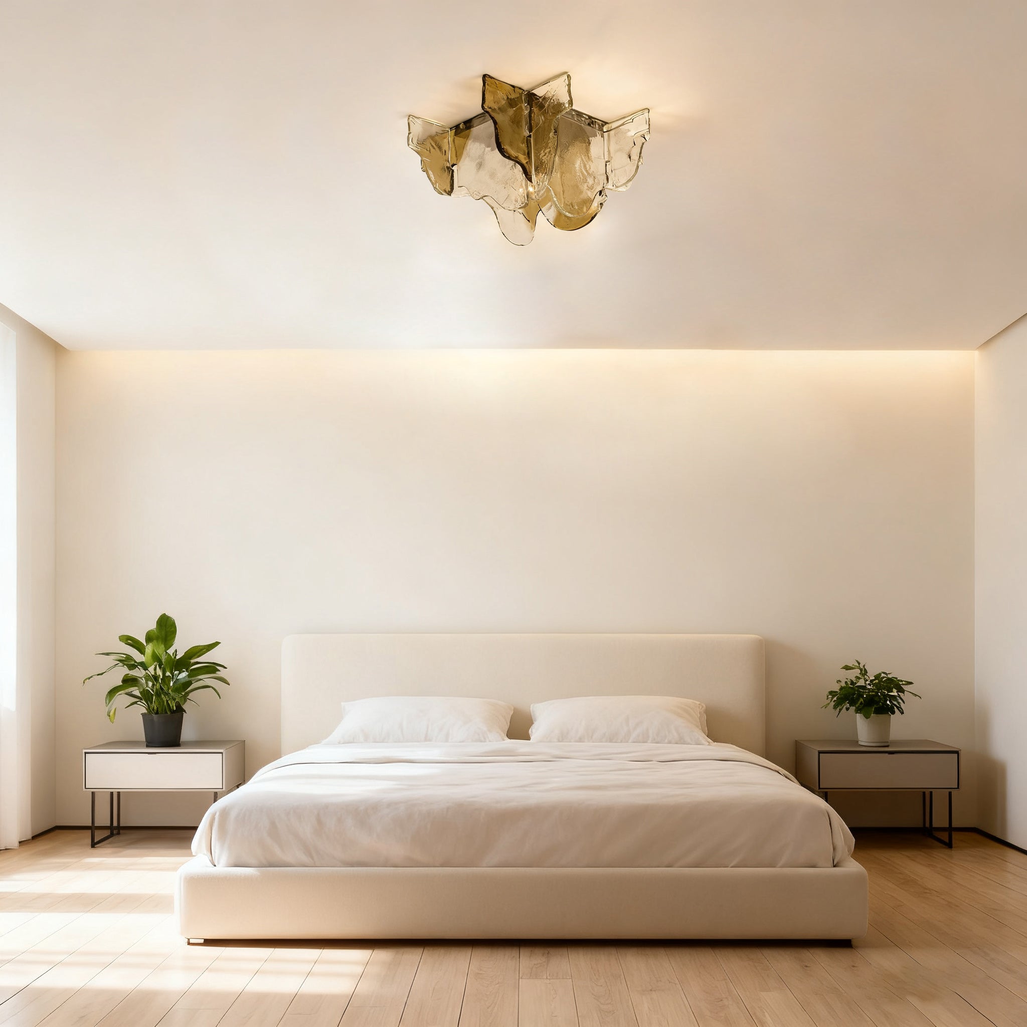 Plafondlamp Handgeblazen Glas Murano Stijl Smoke Gray Amber Clear | Sansoti