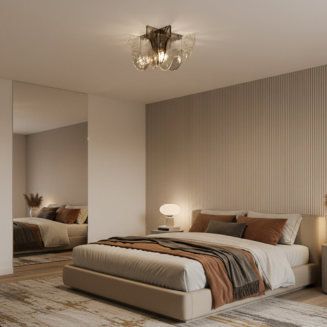 Plafondlamp Handgeblazen Glas Murano Stijl Smoke Gray Amber Clear | Sansoti