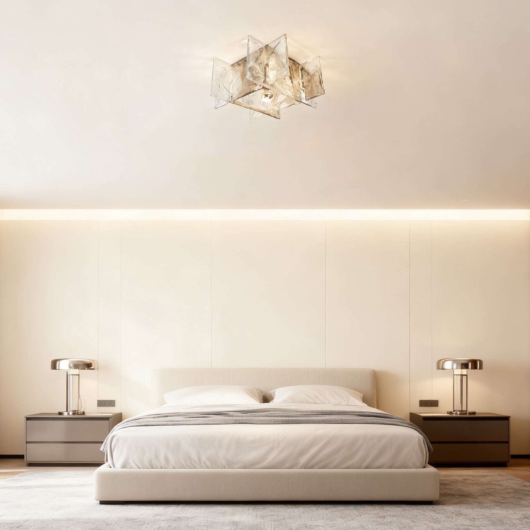 Moderne Plafondlamp met IJseffect Glas – Dimbaar E26/E27 – Ø30cm | Sansoti