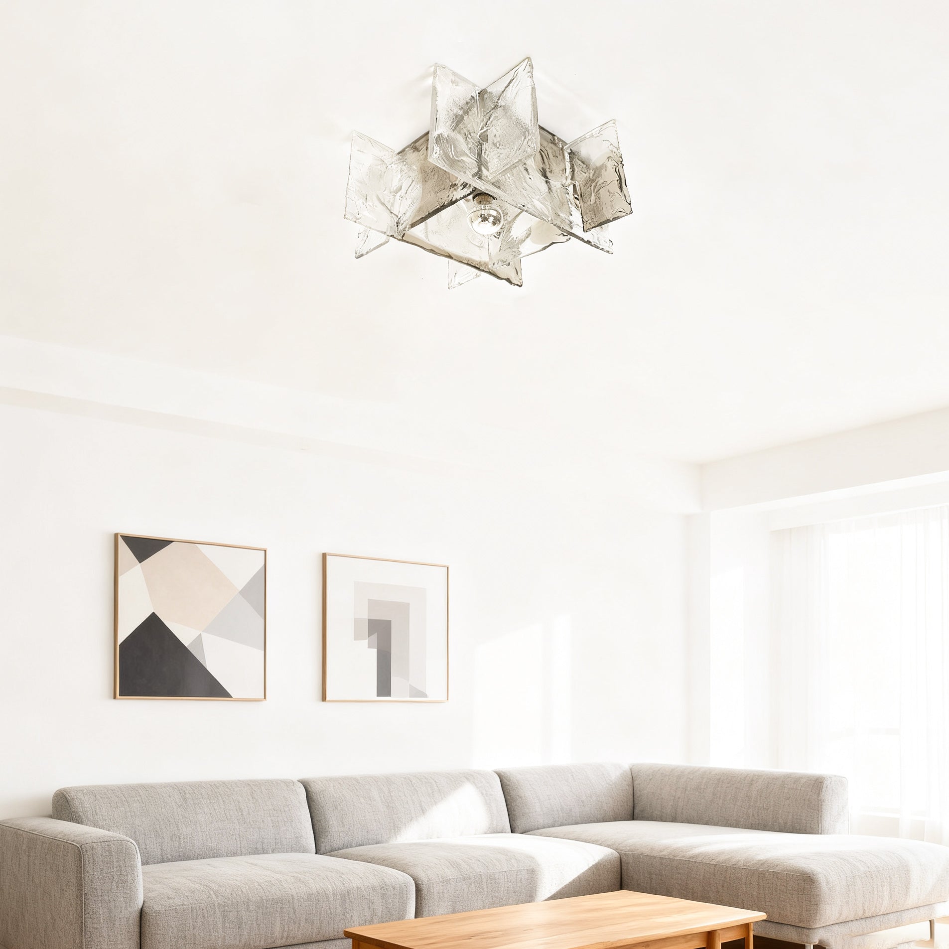 Moderne Plafondlamp met IJseffect Glas – Dimbaar E26/E27 – Ø30cm | Sansoti